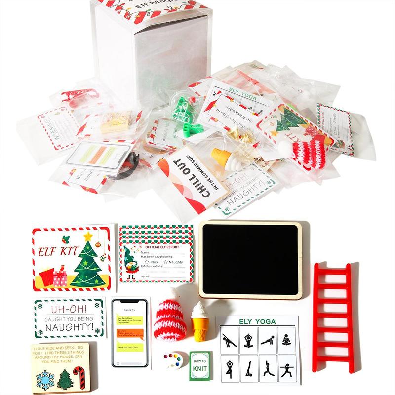 24 Days Elf Magic Themed Gift Set, 1 Set Christmas Countdown Calendar Gift Set, Holiday Hide and Seek Game Props, Party Gift Supplies