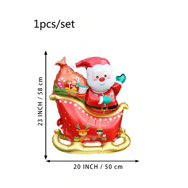 1pc Extra Large 23-Inch Standing Santa Claus & Sleigh Shape Foil Balloon, Christmas