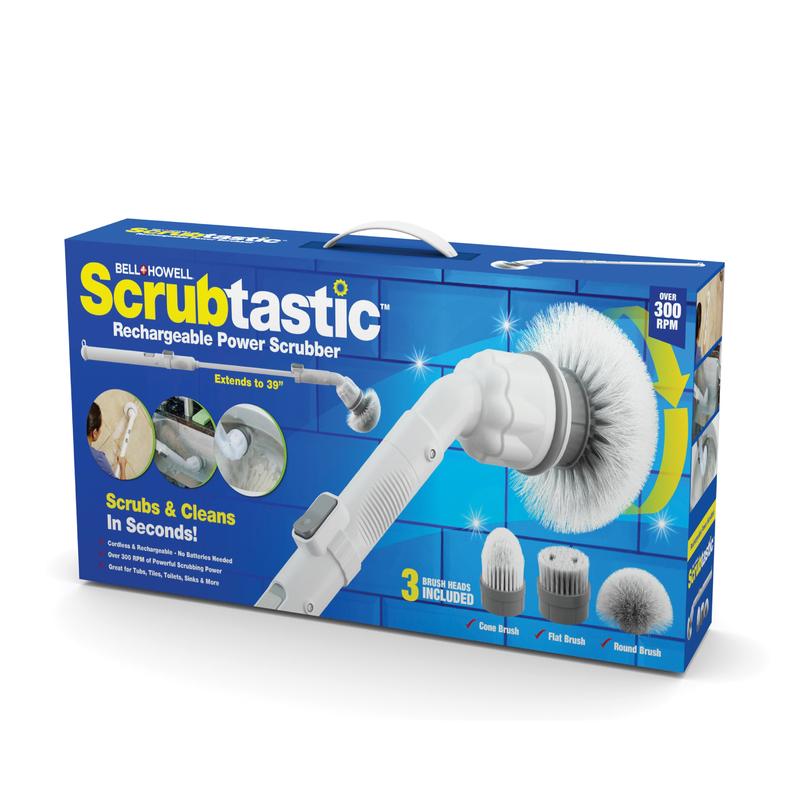 Bell+Howell Scrubtastic Multi-Purpose Surface Rechargeable Power Scrubber & 3 Multi-use Brushes