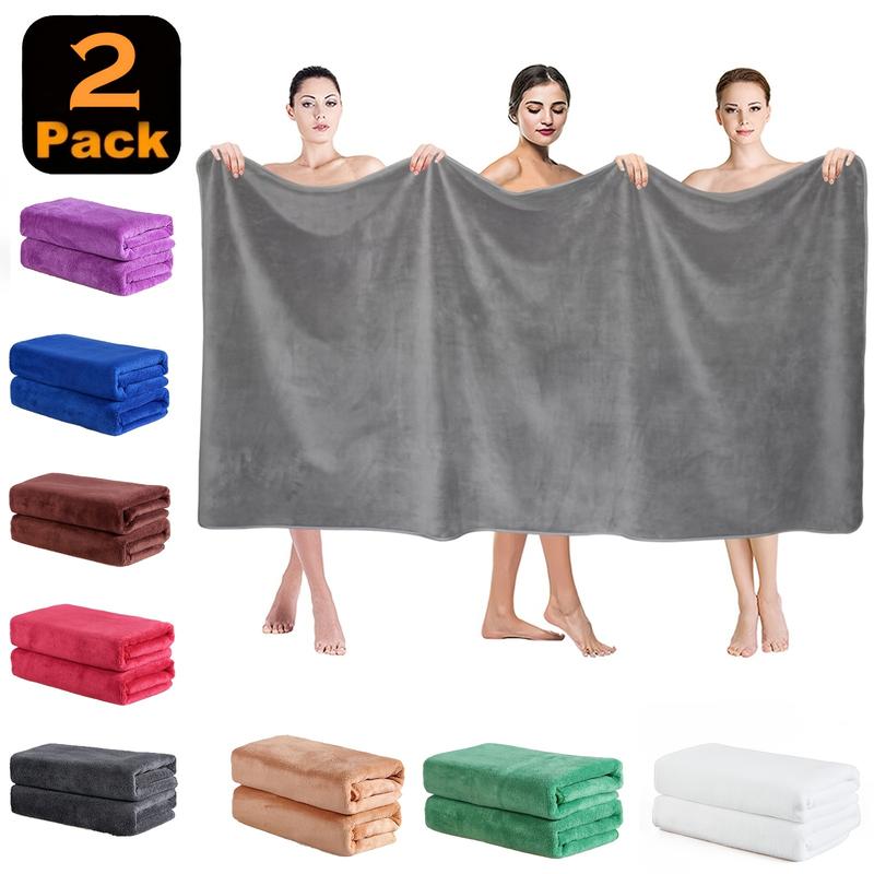 2PCs Solid Color Oversized Bath Towel Suit, Soft and Thickened Absorbent Bath Towel, Quick-Drying Anti-Fading Multifunctional Towel Suit, Suitable for Bath Sports, Travel, Fitness, Yoga, Bathroom Supplies, Household Goods