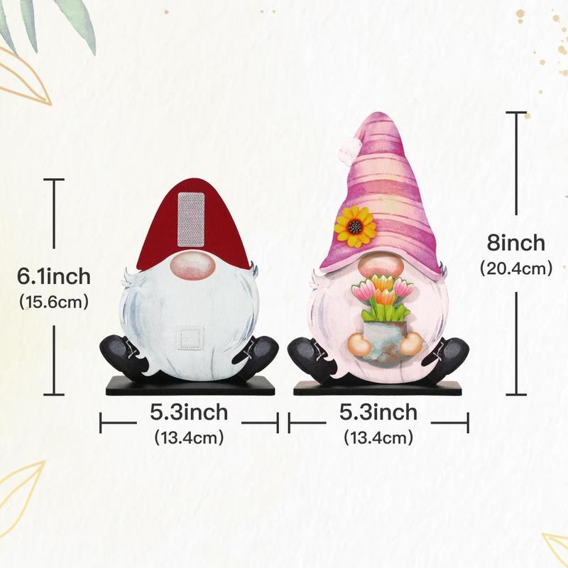 Christmas 2024 Ornament Cute Cartoon Dwarf Design Wooden Table Decoration, 1 Count Gnome Shaped Wooden Table Decor with 12 Sets Changeable Velcro Icons, Suitable for Home Farmhouse Porch Office Cafe Mall Decoration, Bedroom Decor