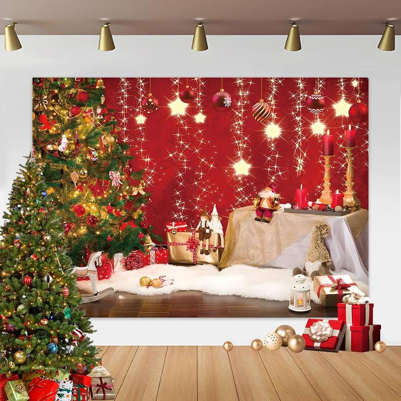 Christmas Themed Backdrop, 1 Count Holiday Party Decoration Backdrop, Festive & Party Supplies for Home Living Room Bedroom Kitchen