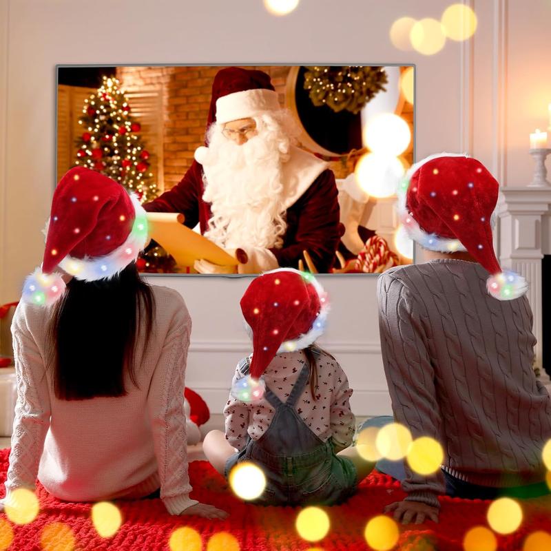 COMYLE Santa Hat Adult Velvet Funny Light up Christmas Hats Suitable for Adults or Kids COMYCLE