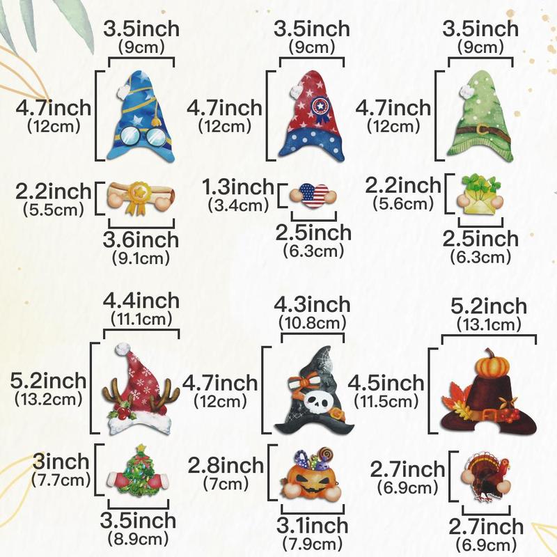 Christmas 2024 Ornament Cute Cartoon Dwarf Design Wooden Table Decoration, 1 Count Gnome Shaped Wooden Table Decor with 12 Sets Changeable Velcro Icons, Suitable for Home Farmhouse Porch Office Cafe Mall Decoration, Bedroom Decor