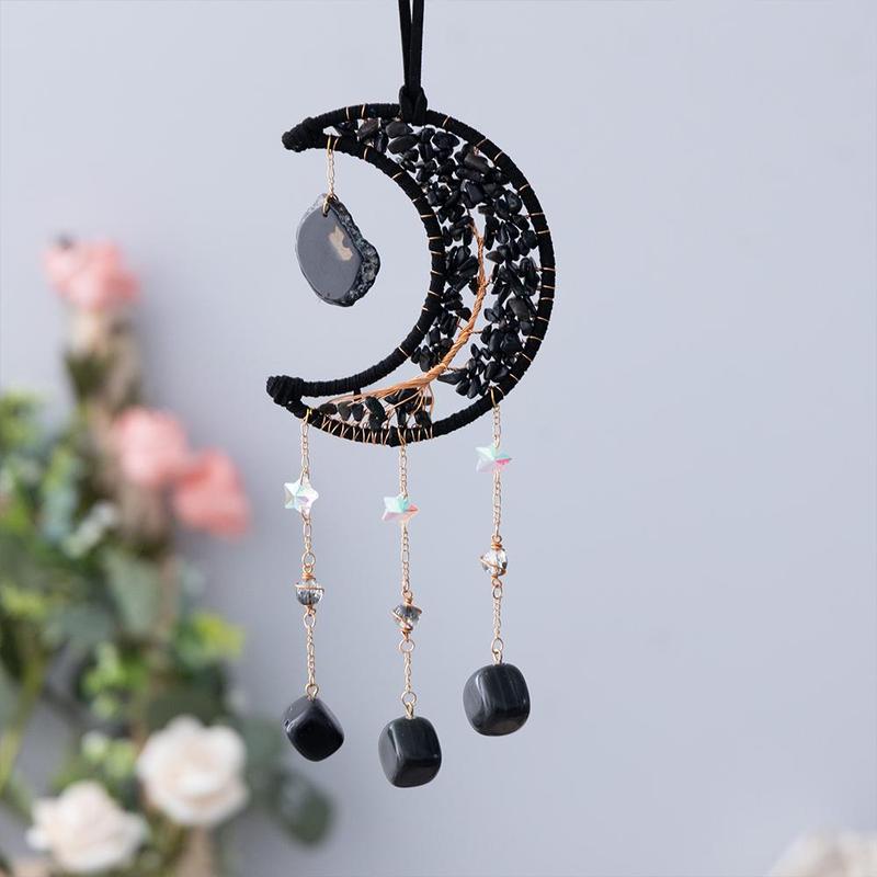 Creative Crescent Moon Design Hanging Decor, 1 Count Artificial Crystal Sun Catcher, Hanging Decor for Home Living Room Courtyard