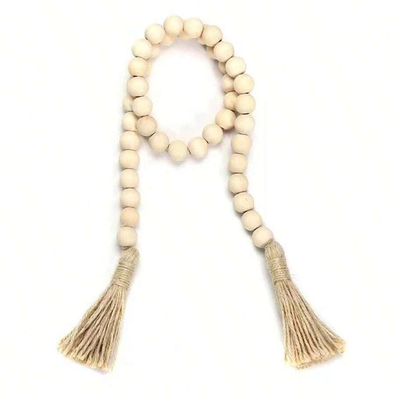 Wooden Bead Tassel Decor, 1 Count Boho Style Hanging Decor, Home Decor for Living Room, Bedroom, Office, Party, Wedding