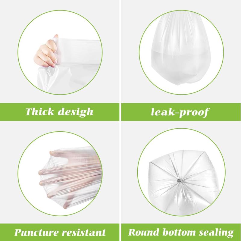 13 Gallon 200 Counts  Trash Bags Garbage Bags by , Bathroom Trash Can Bin Liners, Tall Plastic Bags for home office kitchen, Clear