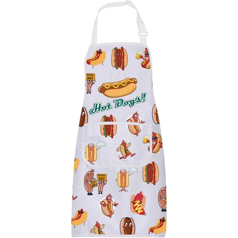 Hot Dog Apron with Pockets Hot Dog Lover Gifts Funny Hot Dog Chef Apron Kitchen Cooking Fast Food Aprons for Women Men