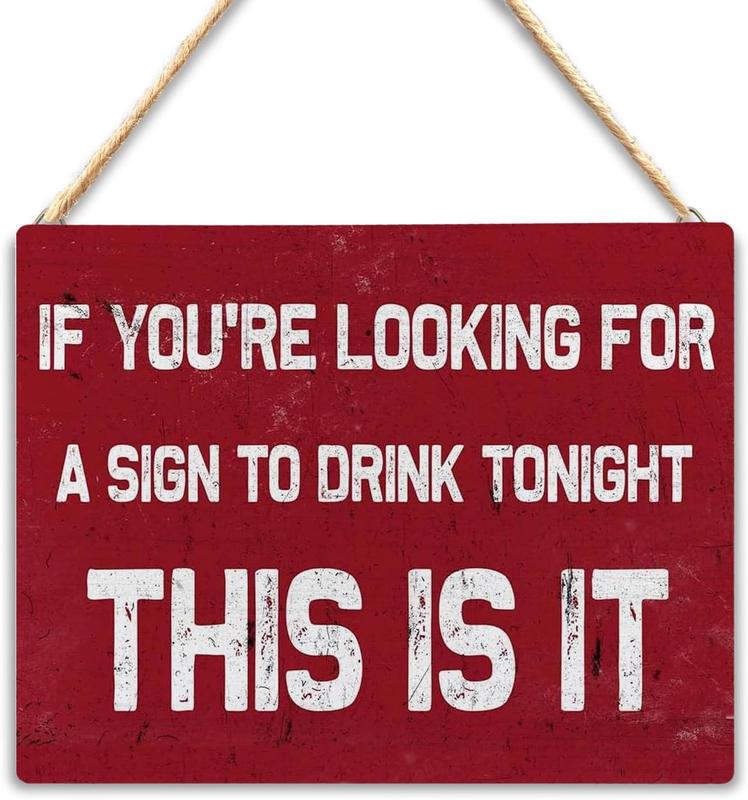 Funny Wooden Hanging Sign to Drink Tonight, Vintage Bar Decor, Bar Signs for Home Garage Bar Man Cave Patio Wall Decor, Outdoor Bar Decor, 8x10 Inches