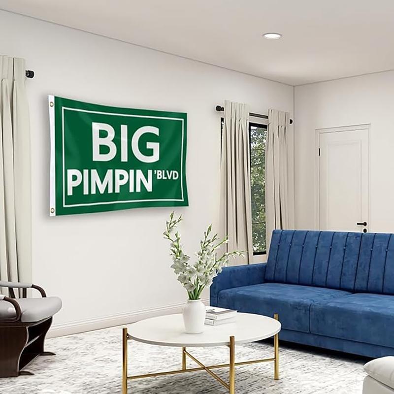 Big Pimpin'Blvd Funny Quote Flag Banner 3x5 FT Funny Flag Man Cave Wall Flag with Brass Grommets for College Dorm Room Decor,Outdoor,Parties Ornaments