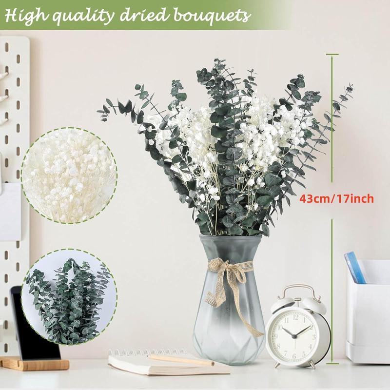 Dried Baby's Breath Flowers, 20pcs set Eucalyptus Bouquet, Eternal Bouquet, Wedding Flower Arrangement Party Family Decoration, Bridal Bouquet