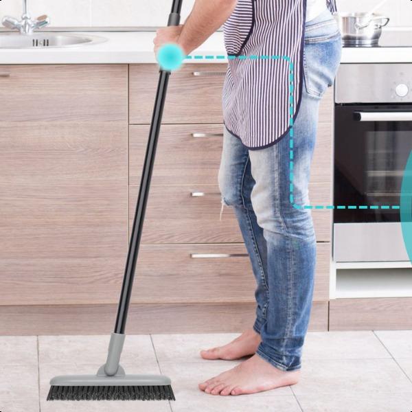 Grout Brush with Long Handle, 49'' Tile Cleaner Tool for Shower, Bathroom Floors Scrubber for Grout Cleaning