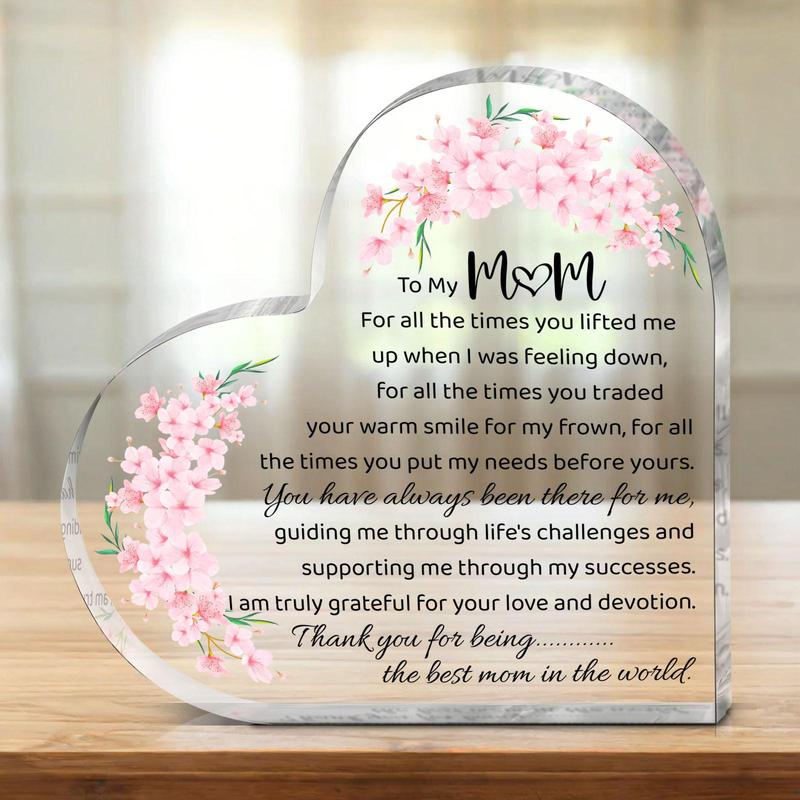 Acrylic Heart Shaped Mom Gift, 1 Count Thank You Gift for Mom, Definition Acrylic Plaque, Desk Signs Ornament for Table Tops