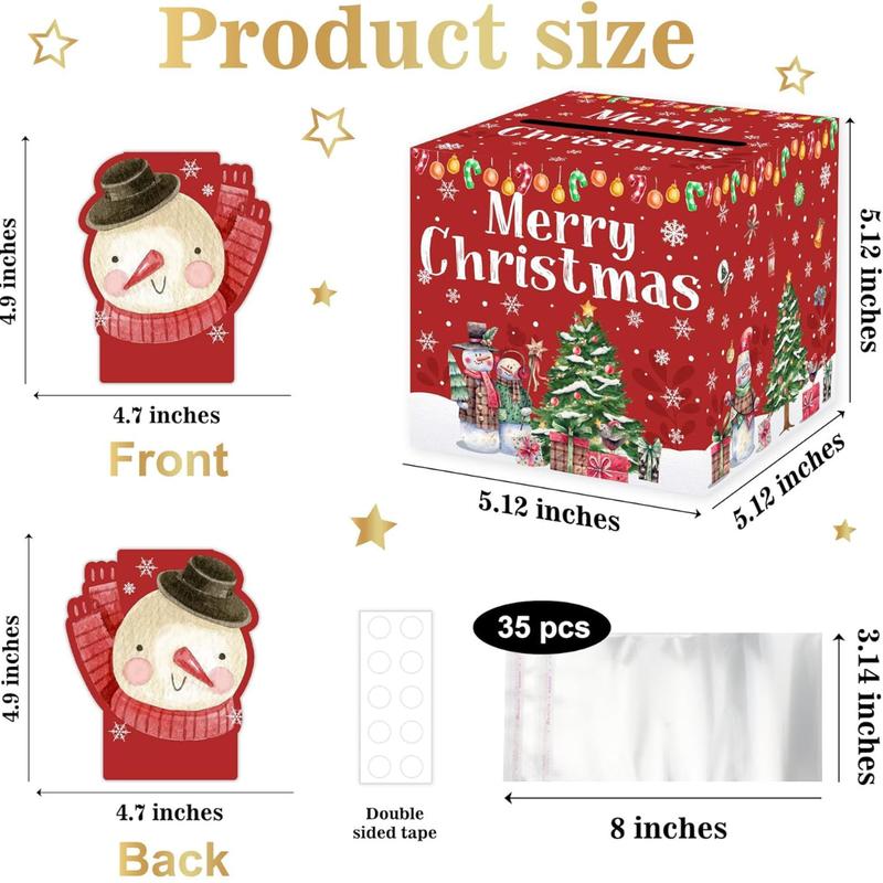 Christmas Party Gifts, Christmas Money Box for Cash Pull, Christmas Money Pull Box with Snowman Card and Transparent Bags