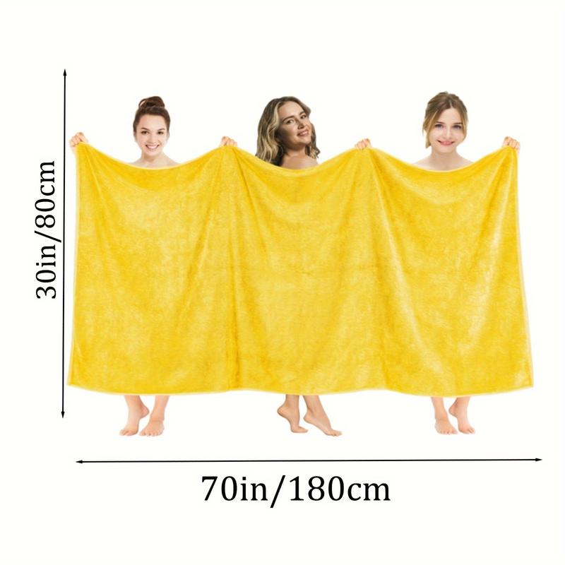 2PCs Solid Color Oversized Bath Towel Suit, Soft and Thickened Absorbent Bath Towel, Quick-Drying Anti-Fading Multifunctional Towel Suit, Suitable for Bath Sports, Travel, Fitness, Yoga, Bathroom Supplies, Household Goods