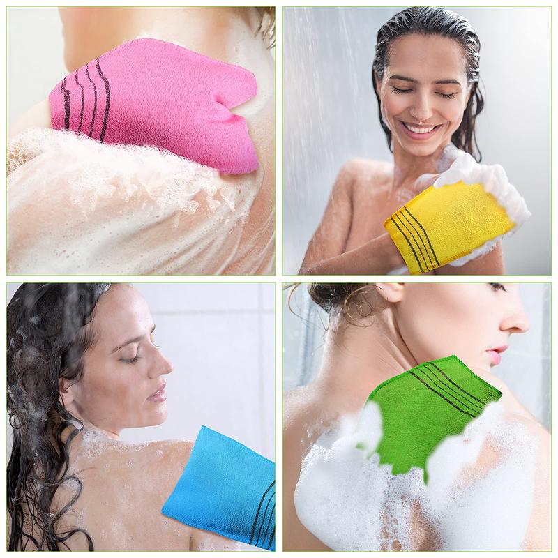 12 Pieces Korean Exfoliating Mitt Exfoliating Cloth Towel Korean Style Body Scrub Korean Style Scrubbing Cloth Bath Body Exfoliating Scrub Towel(Yellow, Green, Blue, Pink, Small)