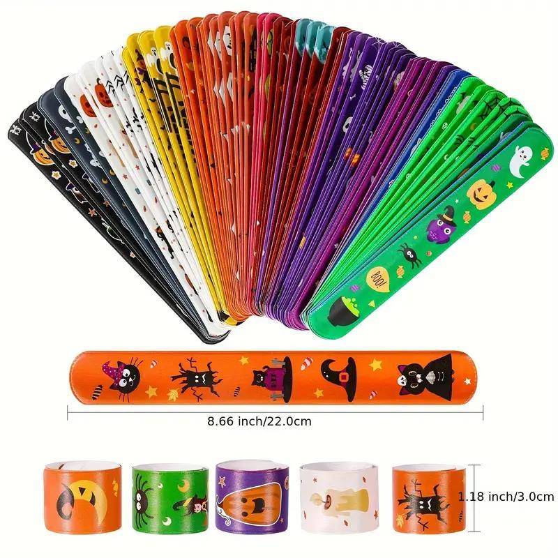 Christmas Random Color Holiday Themed Slap Bracelet, 12pcs set Cute Cartoon Pattern Slap Bracelet, Party Gift for Kids, Gift Bag Filler