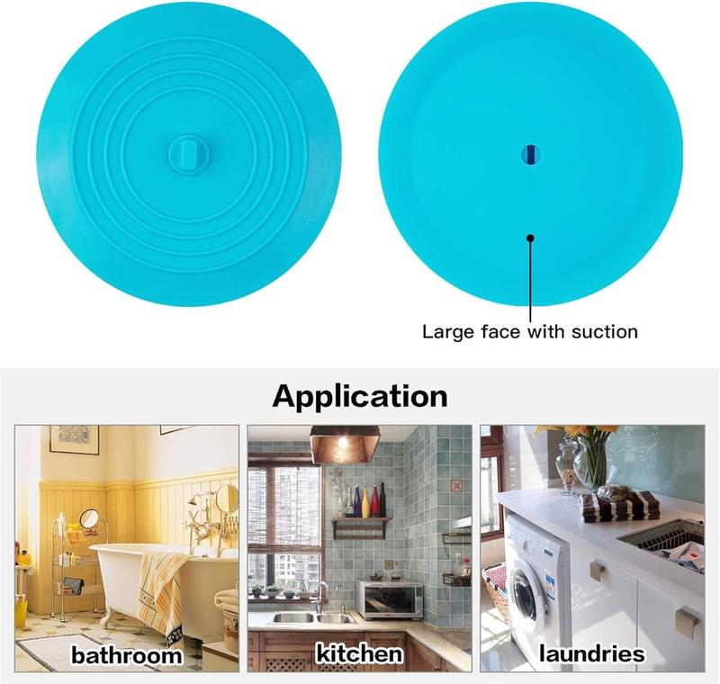 2 Pack Tub Stopper, 6 inches Large Drain Stopper,  Bathtub Stoppers Flat Bathtub Drain Cover Hair Stopper Suction Bathtub Plug for Kitchen and Laundry