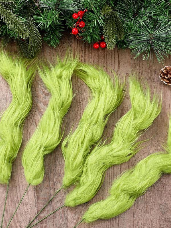 Green Furry Christmas Tree Picks, Glitter Curly Berry Ornaments, Fake Christmas Candy Picks for Tree Wreath Crafts Vase Filler Home