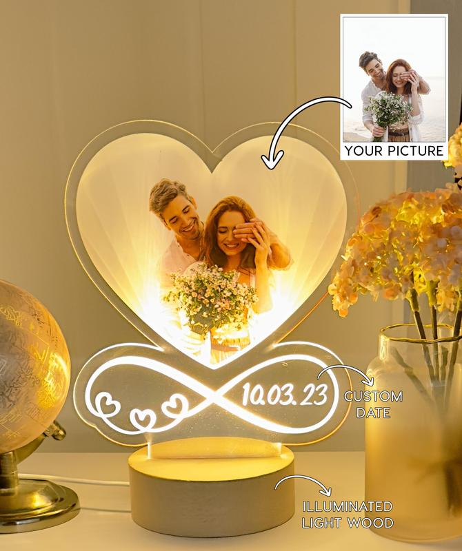 Personalized Photo Heart Stand With Date, Valentine's Day Gifts, Couple Gifts, Anniversary Gifts, Custom Picture Frame, Couple Picture Stand