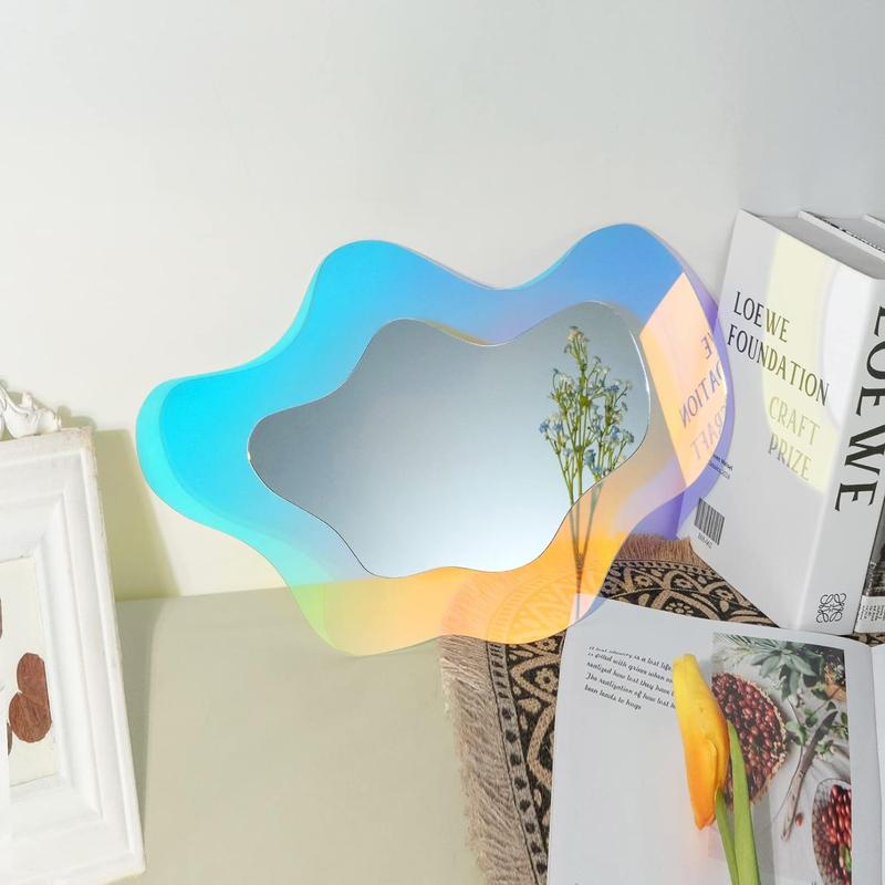 Irregular Wall Mirror Wavy Acrylic Rainbow Mirror Room Decor