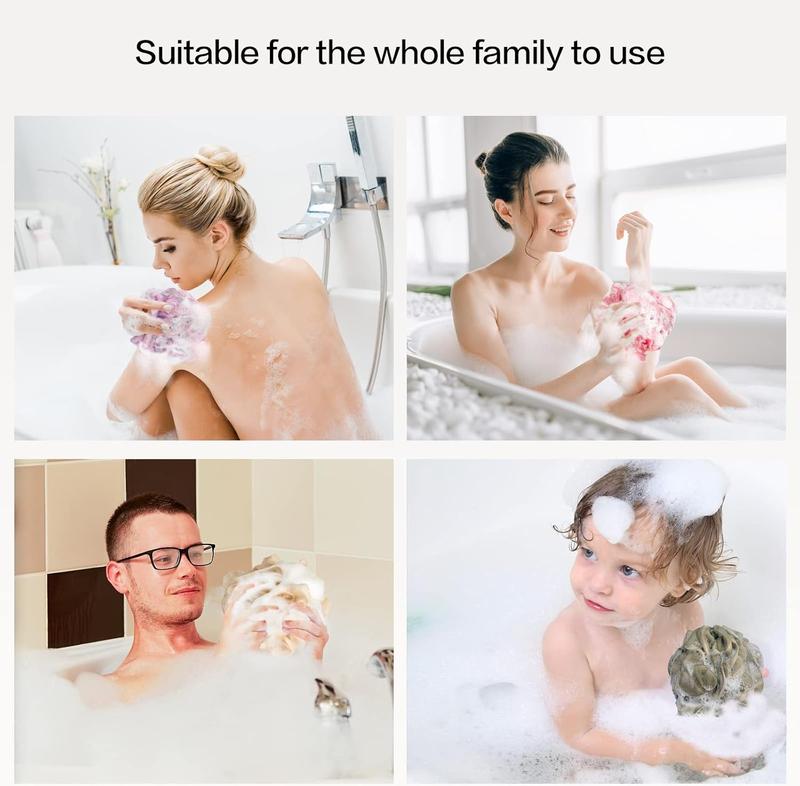 Loofah Bath Sponge Shower Loofahs, 4 Pack Soft Loofa   Scrubber Mesh Shower Puff Pouf Ball Luffa for Men and Women(50g )