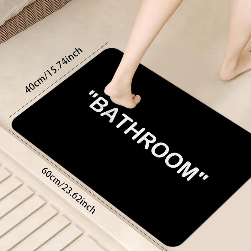 Letter Pattern Bathroom Mat, 1 Count Non-slip Soft Comfortable  Floor Mat, Decorative Carpet for Home Living Room Bedroom Hotel Dormitory Salon, Room Accessories