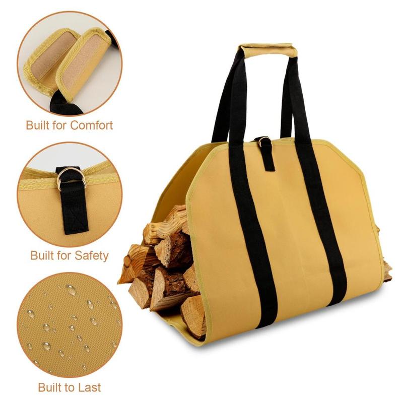 Firewood Bag Carrier, Extra Large Wood Bag for Firewood,Water Resistant Carrying Bag with Padded Handles & A Handy Side Pocket-39x18for Home Organiser