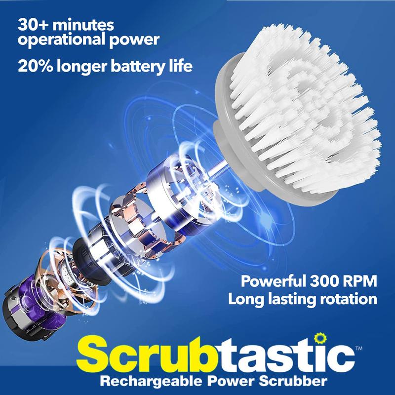 Bell+Howell Scrubtastic Multi-Purpose Surface Rechargeable Power Scrubber & 3 Multi-use Brushes