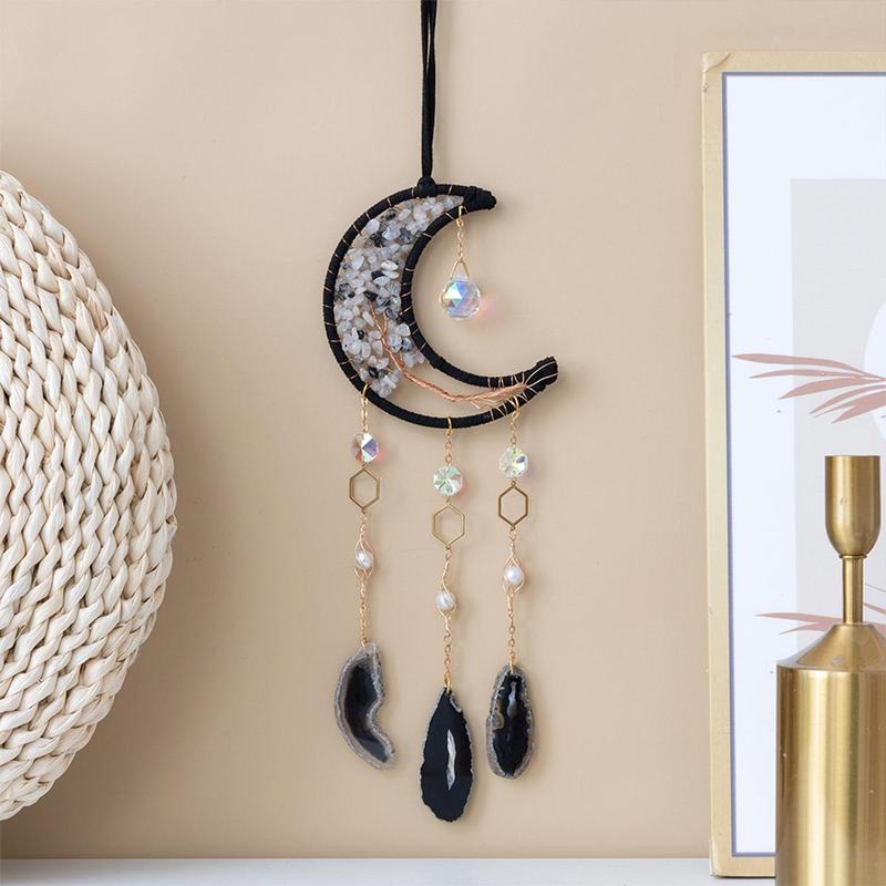 Creative Crescent Moon Design Hanging Decor, 1 Count Artificial Crystal Sun Catcher, Hanging Decor for Home Living Room Courtyard