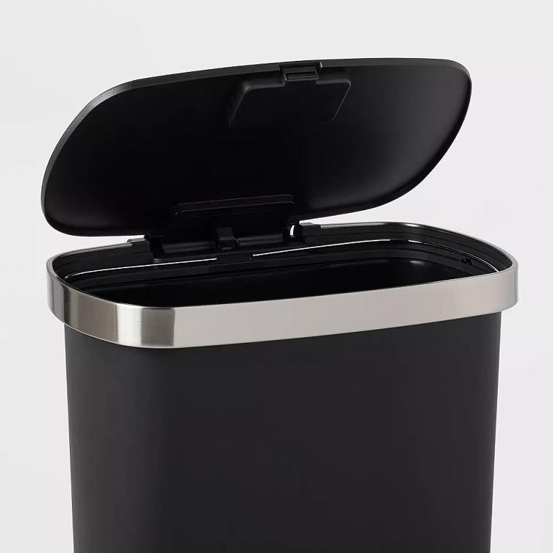 50 Liter Plastic Locking Lid Step Trash Can Black -Trash Can with Foot Pedal, Sleek Finish, 50L 13.2 Gallon,25.6 Inches (H) x 17.7 Inches (W) x 11.9 Inches (D)