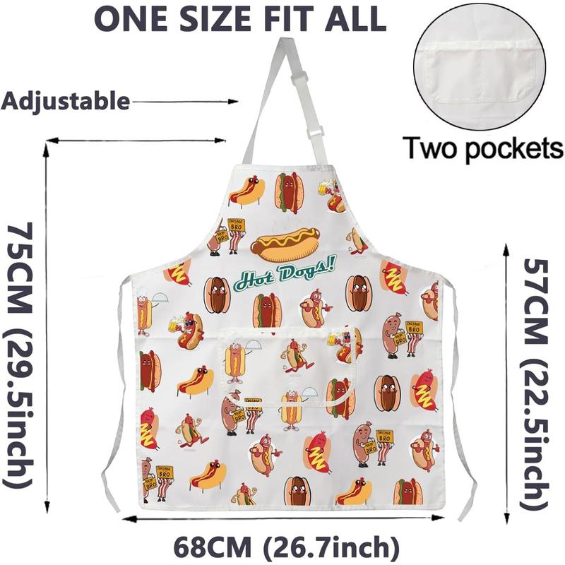 Hot Dog Apron with Pockets Hot Dog Lover Gifts Funny Hot Dog Chef Apron Kitchen Cooking Fast Food Aprons for Women Men