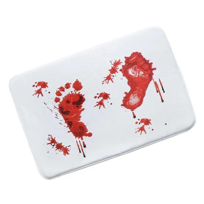 Halloween Blood Bathroom Carpet Quick Drying Footprints Halloween Decor Floor Back With Anti-Slip Bottom Shower Mat Bloody