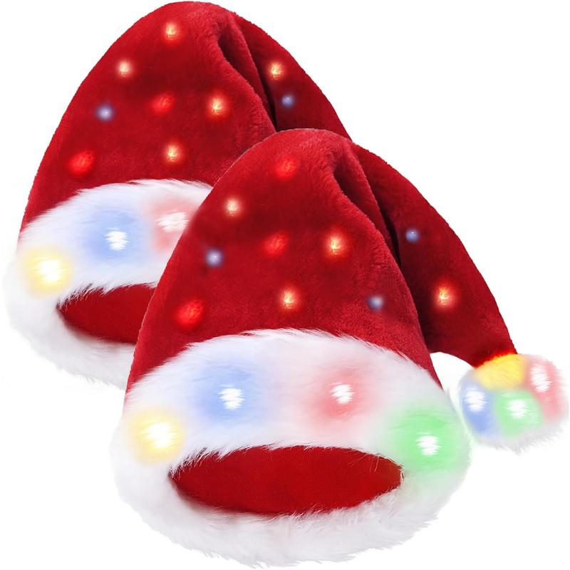 COMYLE Santa Hat Adult Velvet Funny Light up Christmas Hats Suitable for Adults or Kids COMYCLE