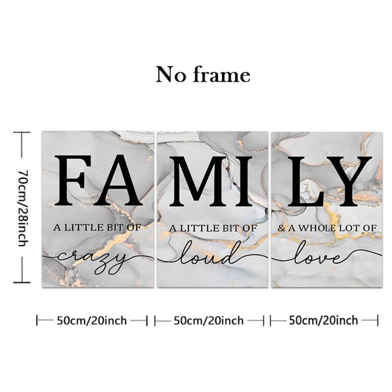 Family Letter Pattern Canvas Painting without Frame, 3 Counts Modern Wall Art Poster, Wall Decor for Home Living Room Bedroom