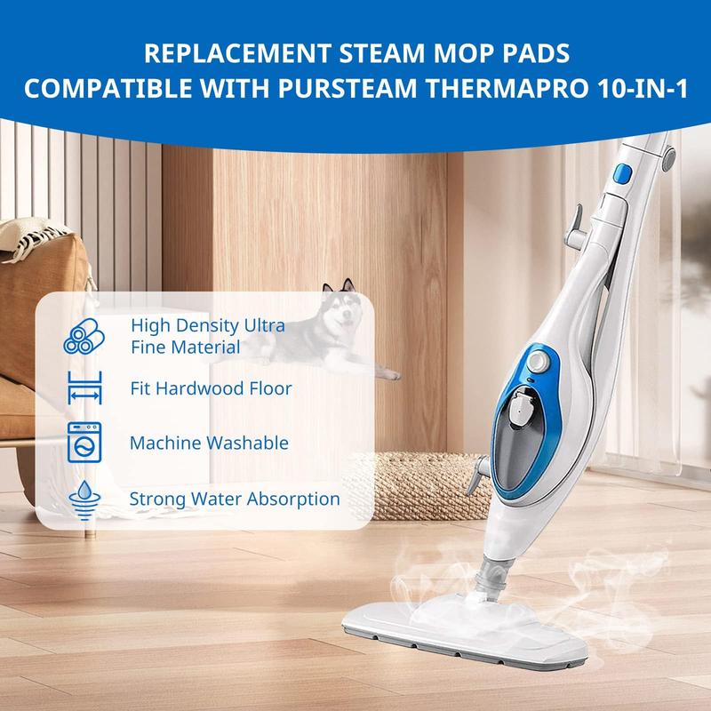 6 Pack Replacement Steam Mop Pads Compatible for PurSteam ThermaPro 10-in-1