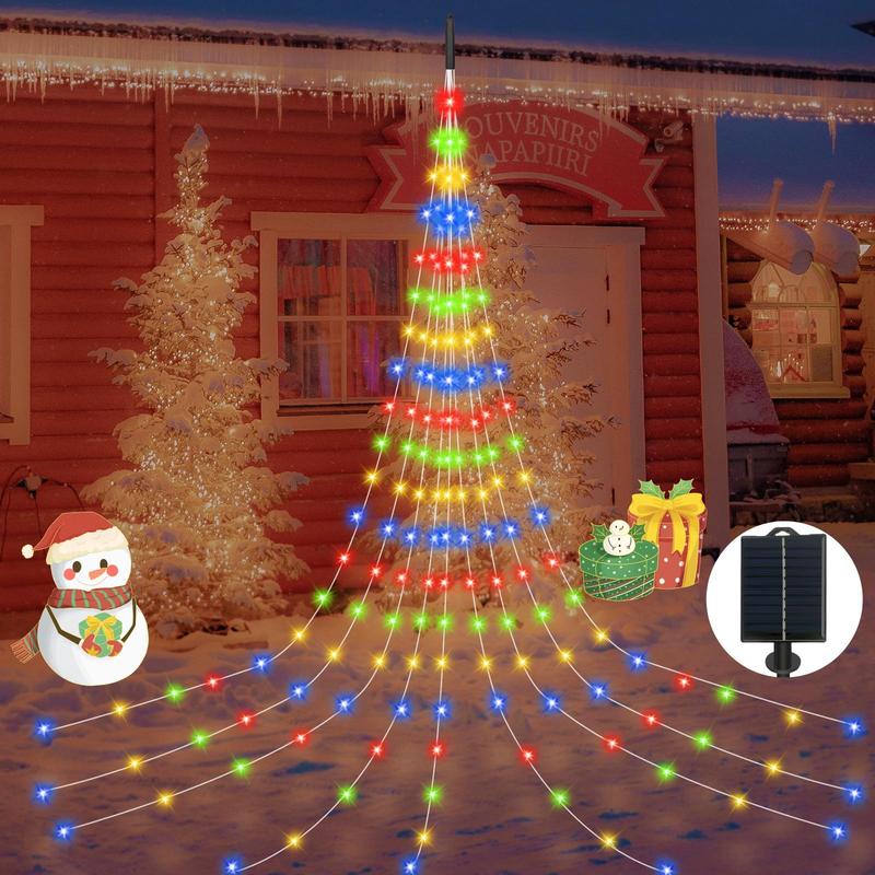 Solar Powered 180 LEDs Christmas Tree Decor String Light, 1 Count 2M 6.6FT LED String Light, Decorative String Lights for Home, Party, Courtyard, Garden