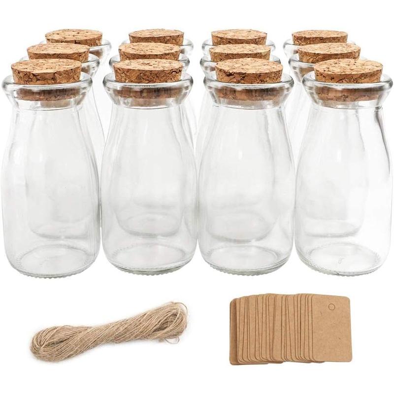 12 Count  3.4oz Small Glass Jars with Lids, 100ml Candy Jars Potion Bottles with Cork, Mini Jars Set for Party Wedding Favors Halloween Décor