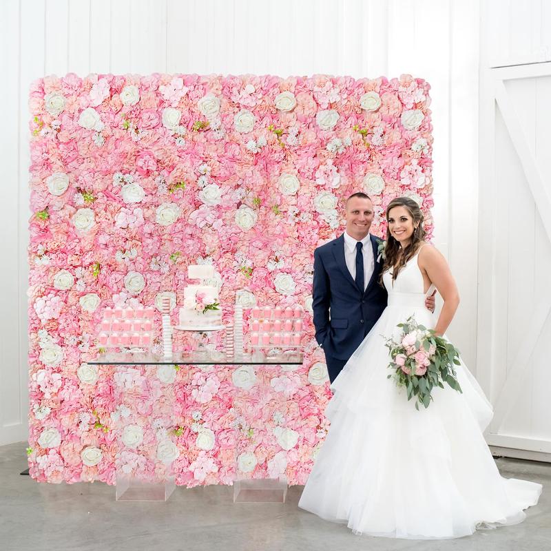 Peach Flower Wall Panel 12 Packs Pink Artificial Flower Wall Backdrop Wedding Floral Background for Birthday Photoshoot Decoration Banners Ornaments