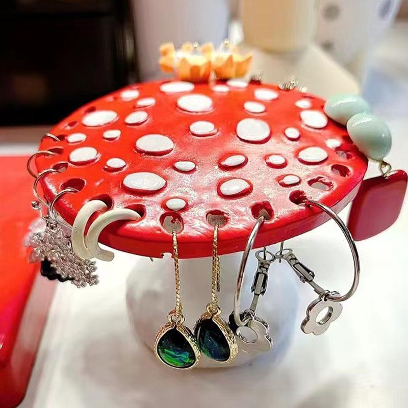 Mushroom Design Jewelry Organizer, 1 Count Creative Jewelry Display Rack, Desktop Storage Organizer for Earrings Rings Small Accessories