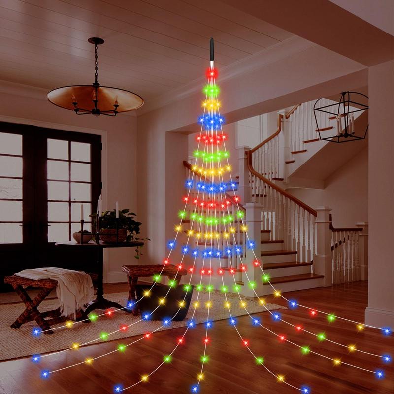 Solar Powered 180 LEDs Christmas Tree Decor String Light, 1 Count 2M 6.6FT LED String Light, Decorative String Lights for Home, Party, Courtyard, Garden