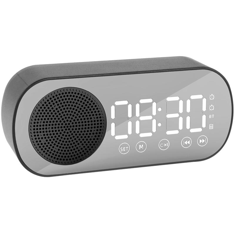 Wedding Gifts Digital Alarm Clock Bluetooth 5.0 Speaker LED Display Mirror Desk Alarm Clock with FM Radio Support TF Card Play Hands-Free Call Dual Alarm Clock with USB Charging Port Adjustable Brightness