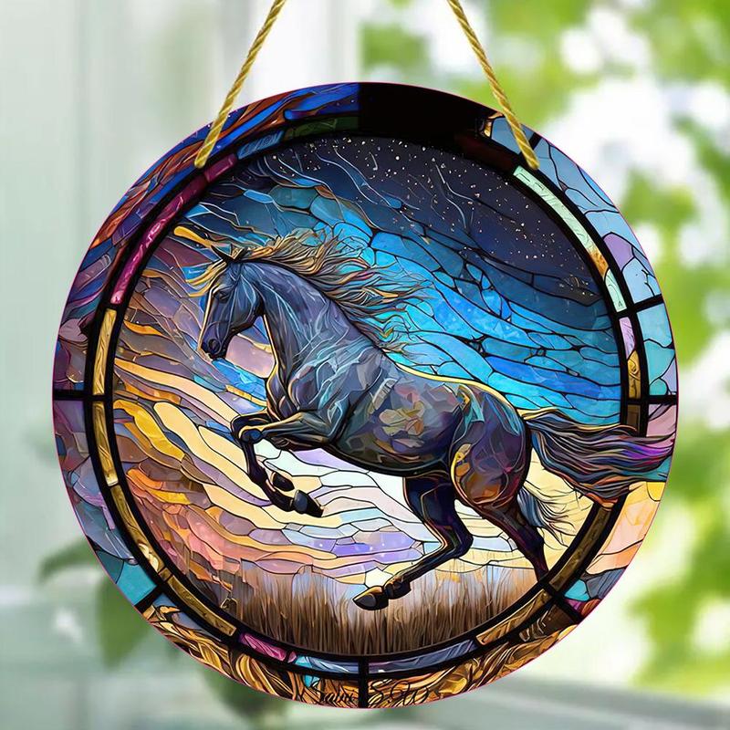 Horse Pattern Hanging Decor, Round Hanging Decoration, Hanging Ornaments for Home Living Room Bedroom Kitchen Balcony