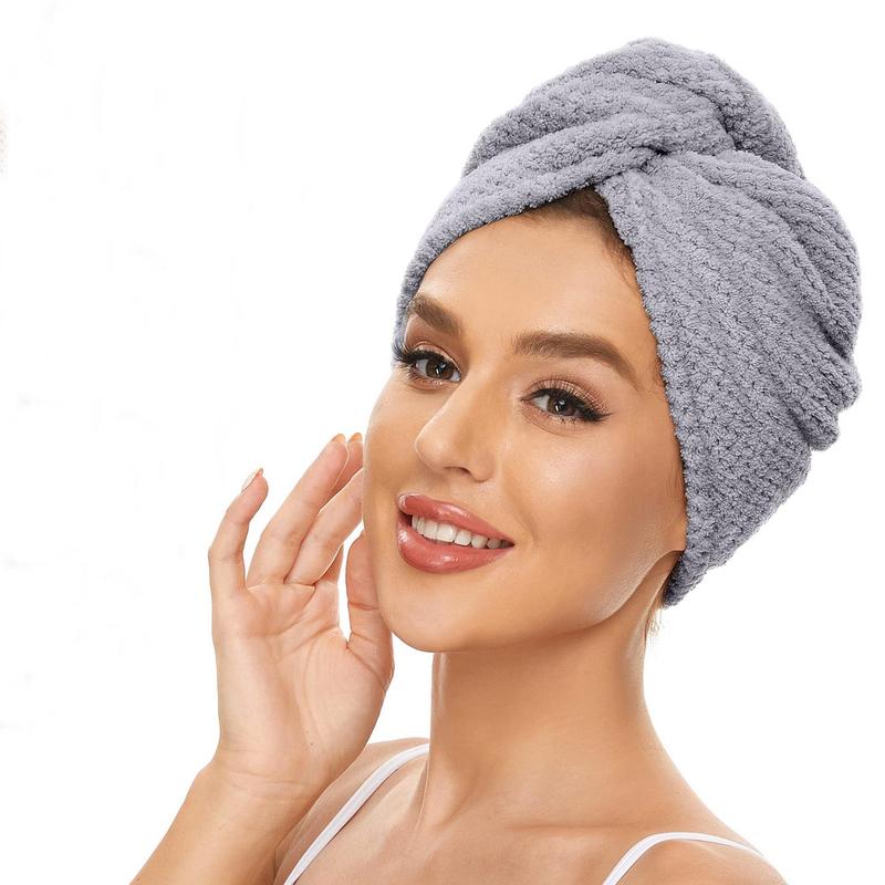 Quick-drying Hair Turban, 1 Count Microfiber Soft Skin-friendly Hair Drying Towel, Portable Water-absorbent Bath Cap for Women Girls