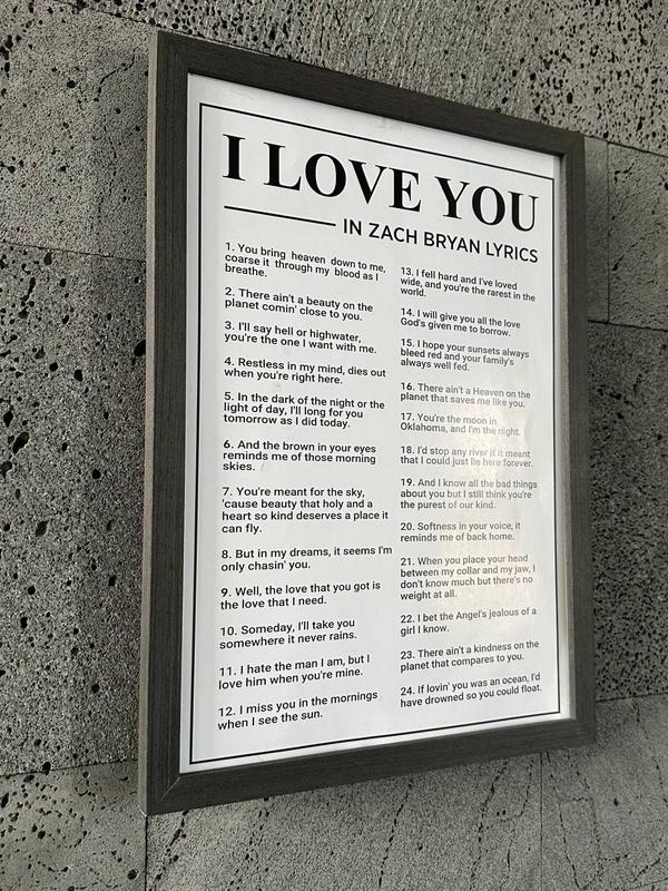 I Love You In Lyrics Poster, Music Poster, Lyrics Poster, Gift For Fans Decor Room Ornaments Decoration Ornaments Decoration