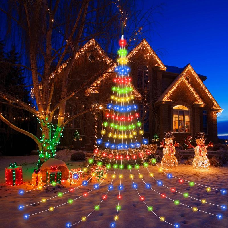 Solar Powered 180 LEDs Christmas Tree Decor String Light, 1 Count 2M 6.6FT LED String Light, Decorative String Lights for Home, Party, Courtyard, Garden