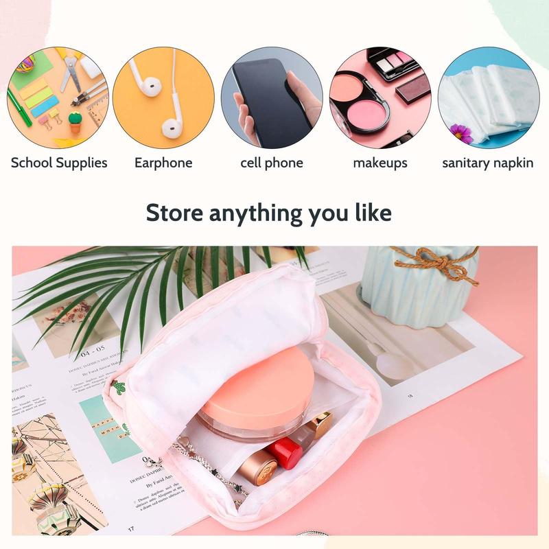 4 Count Sanitary Napkins Storage Bag Portable Period Bag Period Pouch with Zipper Period Bags for Teen Girls Women Organiser