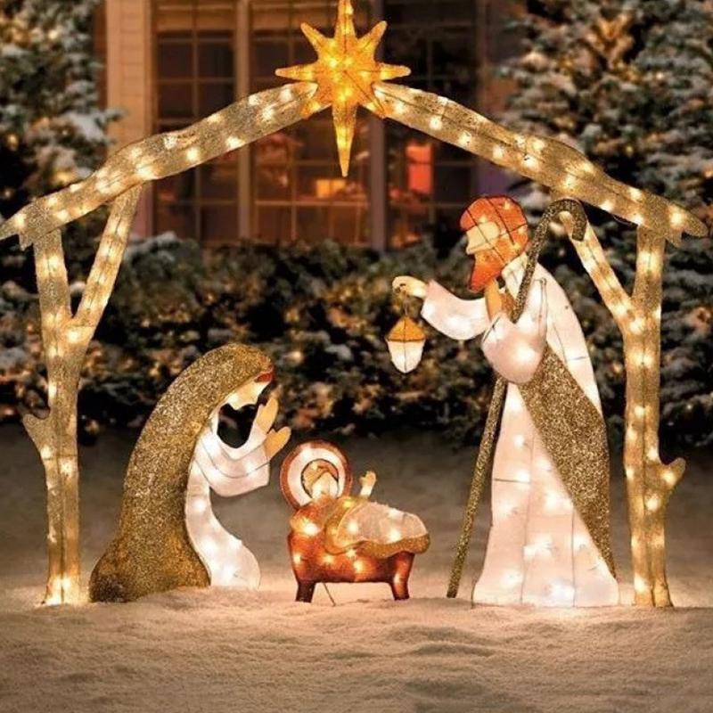 Outdoor Christmas Decorations Lighted Outdoor Nativity Set For Yard Jesus Nativity Scene Christmas Decorations Outside Photo Ornaments