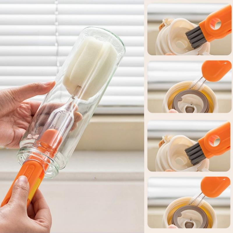 5 in 1 Multipurpose Bottle Brush Cleaner Set, Bottle Gap Cleaner Brush Cup Cover Cleaning Brush, Crevice Cleaning Tools for Cleaning Baby Bottles, Narrow Neck Bottle, Sport Water Bottle