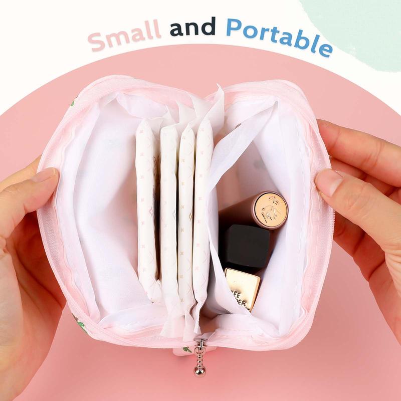 4 Count Sanitary Napkins Storage Bag Portable Period Bag Period Pouch with Zipper Period Bags for Teen Girls Women Organiser